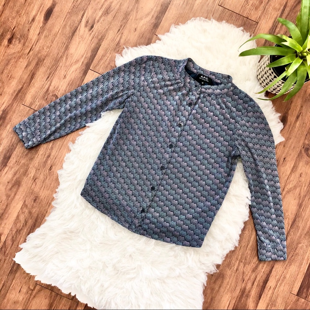 A.P.C. Printed Cotton Long Sleeve Blouse